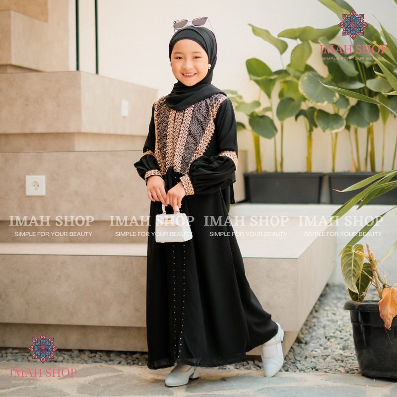 Abaya Gamis Anak Perempuan Dress Maxi Arab Saudi Bordir Zephy Turki Umroh Dubai Turkey Renda Impor 828 By Imah Shop