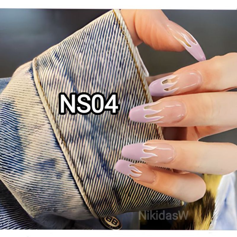 24pcs/Set Kuku Palsu Motif Print Api Nail Art Diy / Kuku Palsu Lucu / Fashion Nail