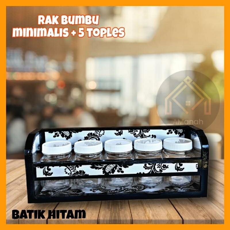 [COD] RAK BUMBU GANTUNG KAYU MINIMALIS + 5 TOPLES / RAK BUMBU DAPUR GANTUNG KAYU