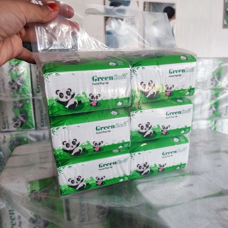 Tisuue greensoft pop up free kotak, paket 1 tenteng-Green tanpa kotak