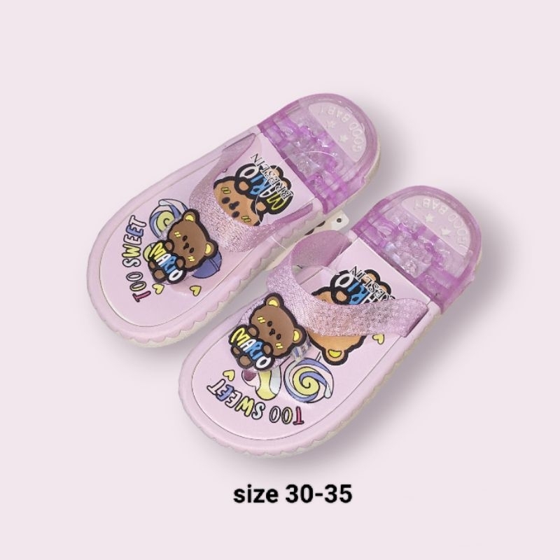 sandal jepit lampu LED karakter sandal anak perempuan lampu nyala size 30-35