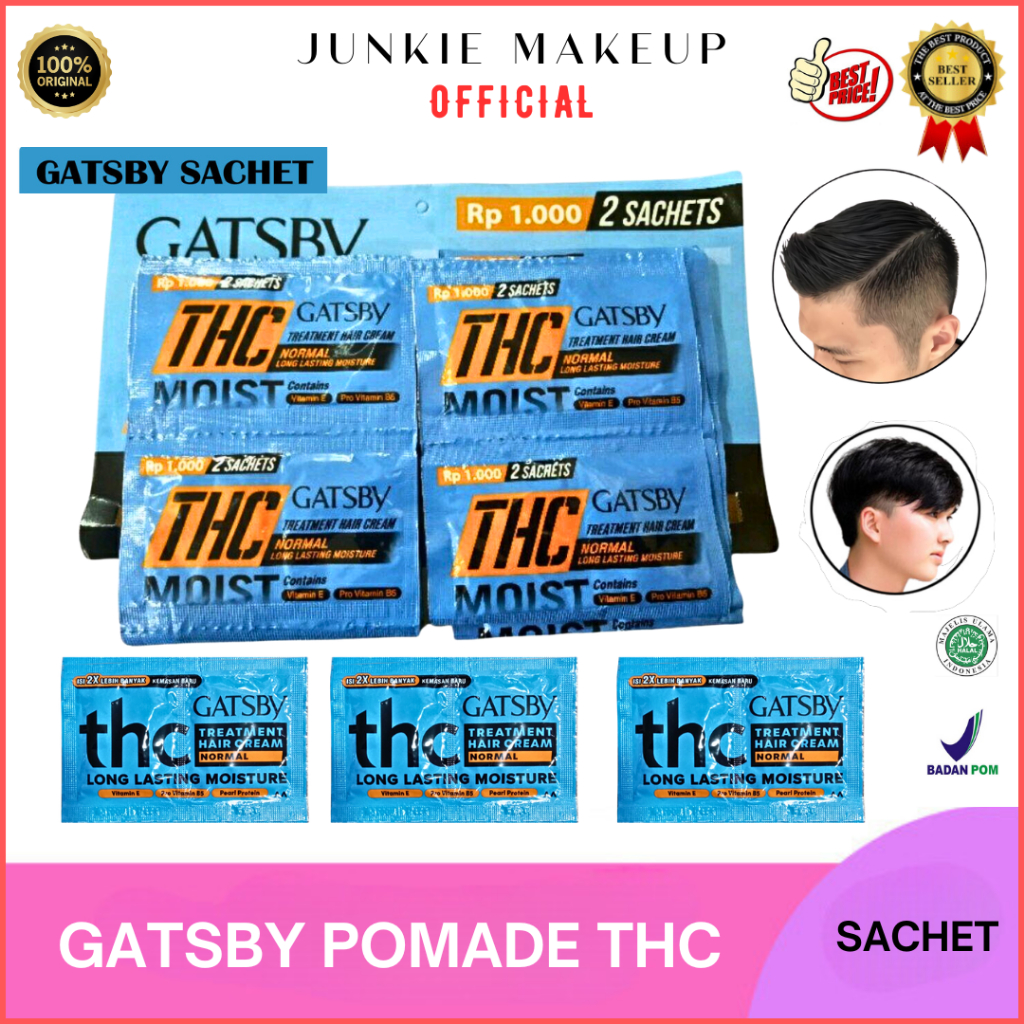 𝗝𝗨𝗡𝗞𝗜𝗘 𝗠𝗔𝗞𝗘𝗨𝗣 - Pomade Pria / Pomade Rambut / Gatsby Thc Pomade Sachet ORIGINAL & BPOM Minyak Rambut