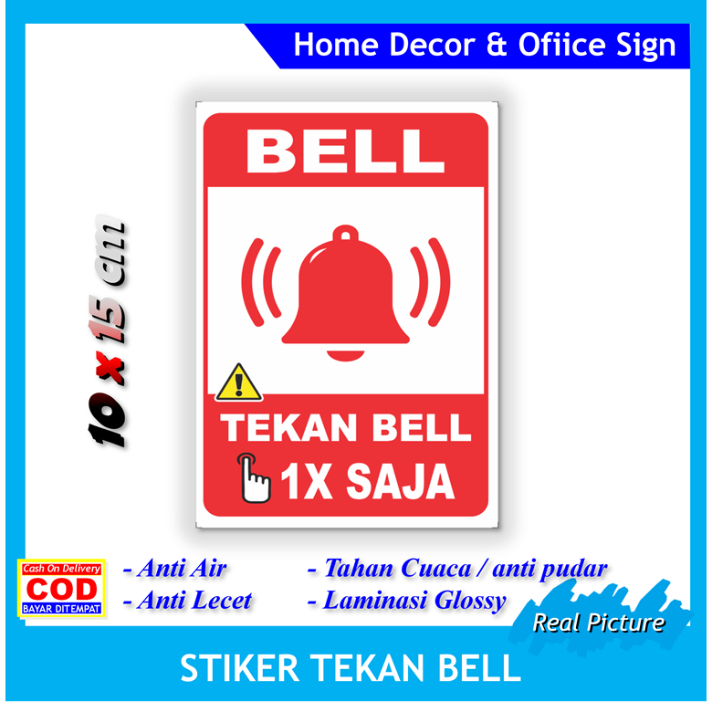 

Stiker label new tekan bell bunyi dering tamu sticker rumah kantor toko dll