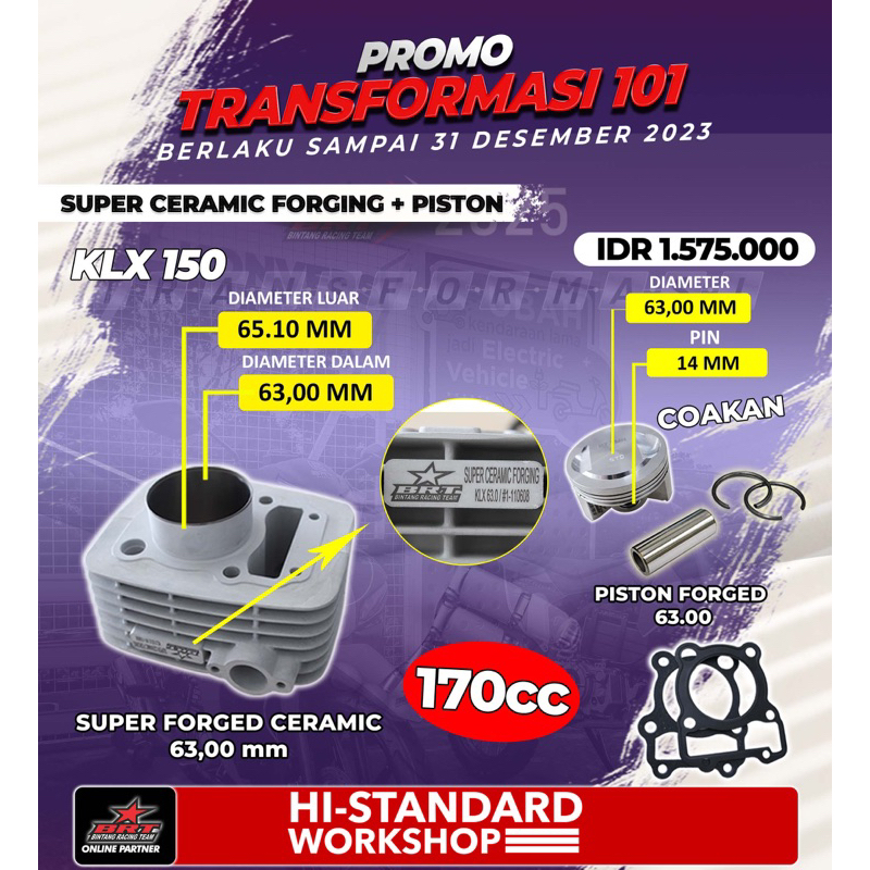 BLOK CERAMIC BRT / KERAMIK BRT KLX 63 PISTON FORGED BRT 63MM