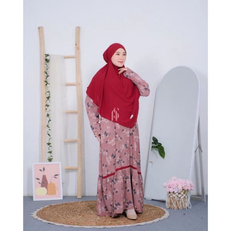 (Ready) Gamis Motif Kotak Bunga Ori By Nabil Series