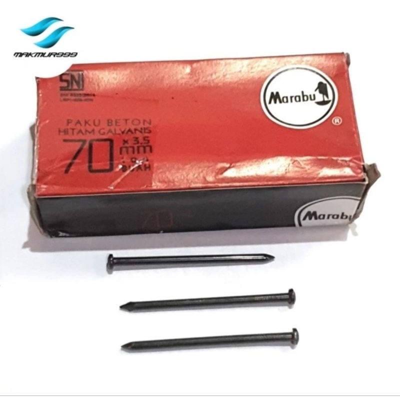 paku beton marabu 7cm hitam - paku tembok dus
