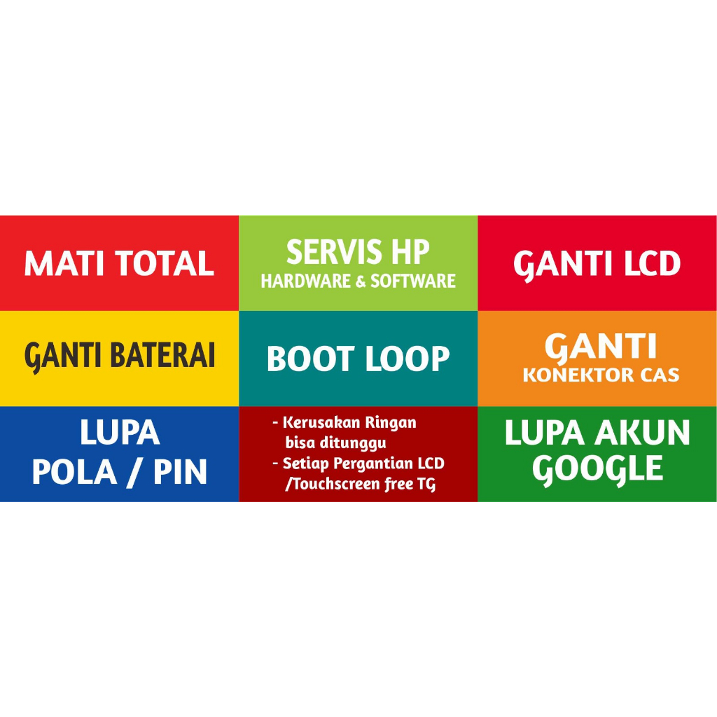 STIKER VINYL MEJA ETALASE SERVICE HP (DESAIN SEPERTI GAMBAR)