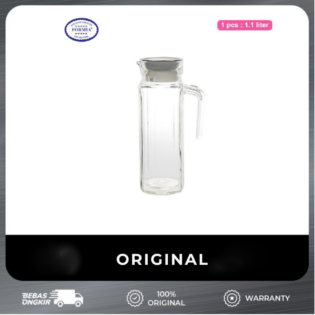 Formia Glass Pitcher Quanto Teko Kaca Water Jug 1100 ml 1.1 L