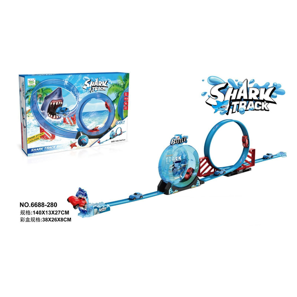 Mainan Anak Shark Track Battle Mobil Hiu Trek Seluncuran Mobil