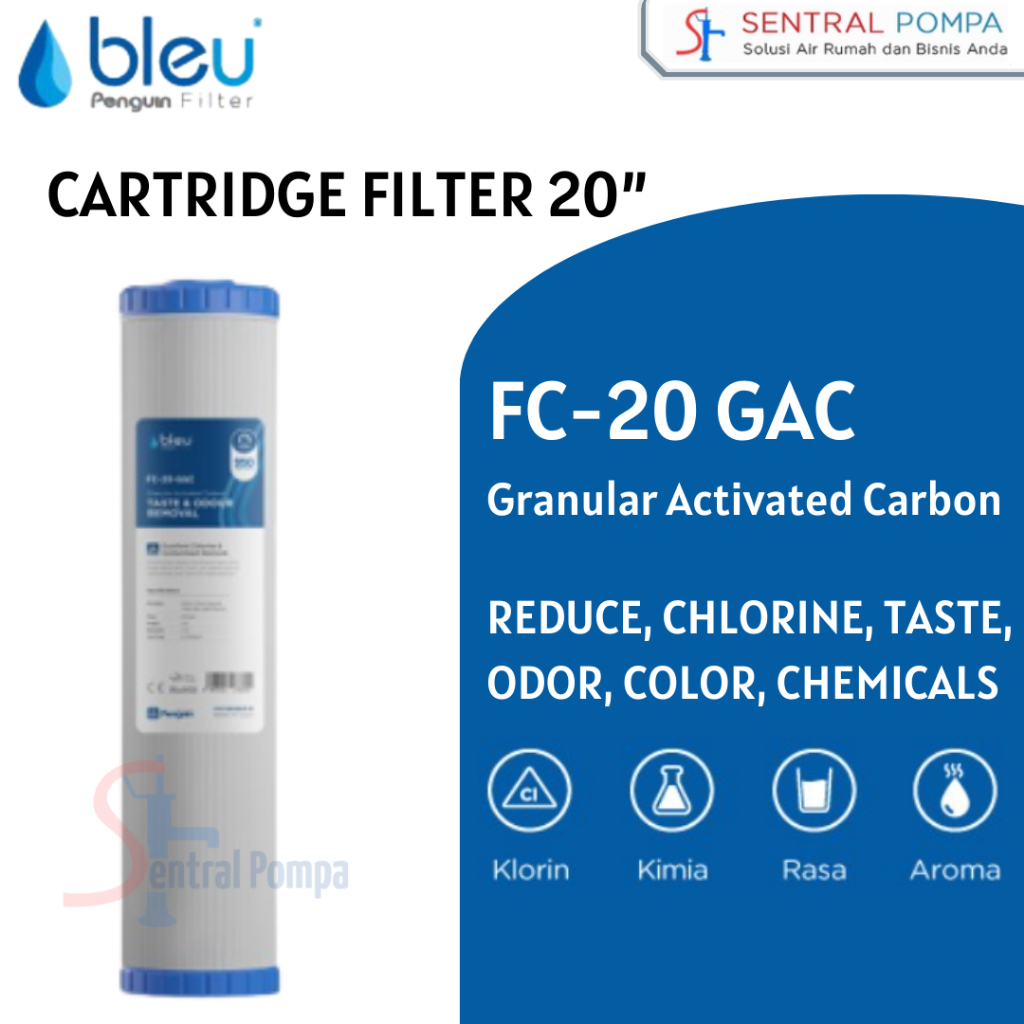 Cartridge Saringan Media Filter Air / Refill Penguin FC-20 GAC Granular Activated Carbon Catridge 20