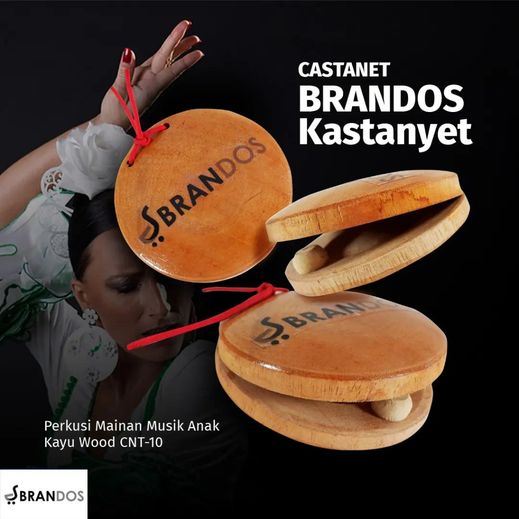Castanet BRANDOS Kastanyet Perkusi Mainan Musik Anak Kayu Wood