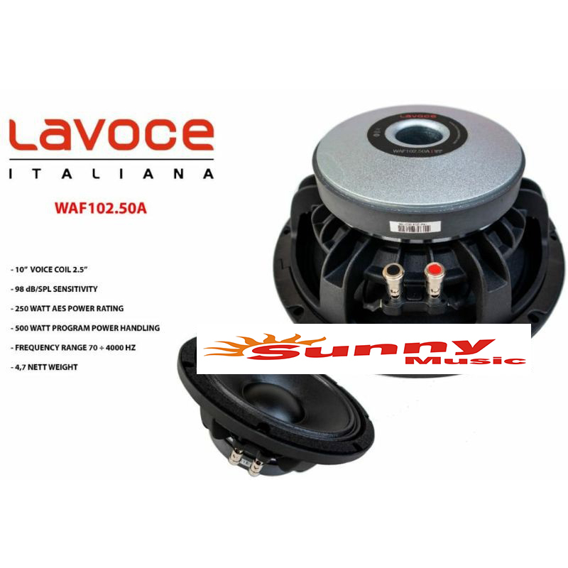 Lavoce Waf 102.50A 8ohm 10" 250 - 500 WATT VOICE COIL 2.5" LAV Waf 102.50A