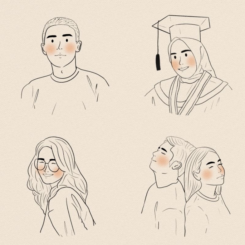 Illustrasi Line Art | Custom Ilustrasi wajah | Kado Ilustrasi