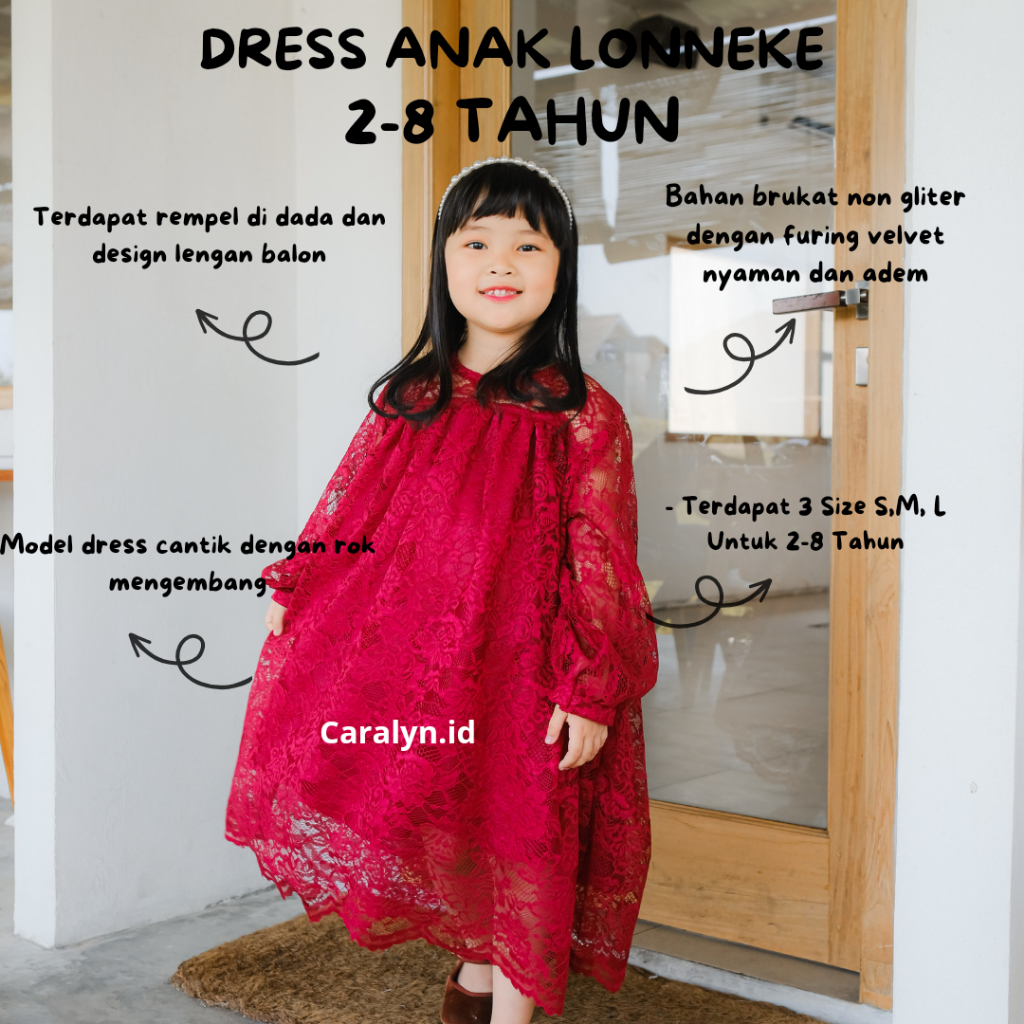 DRESS ANAK BRUKAT LONNEKE BAJU LENGAN PANJANG