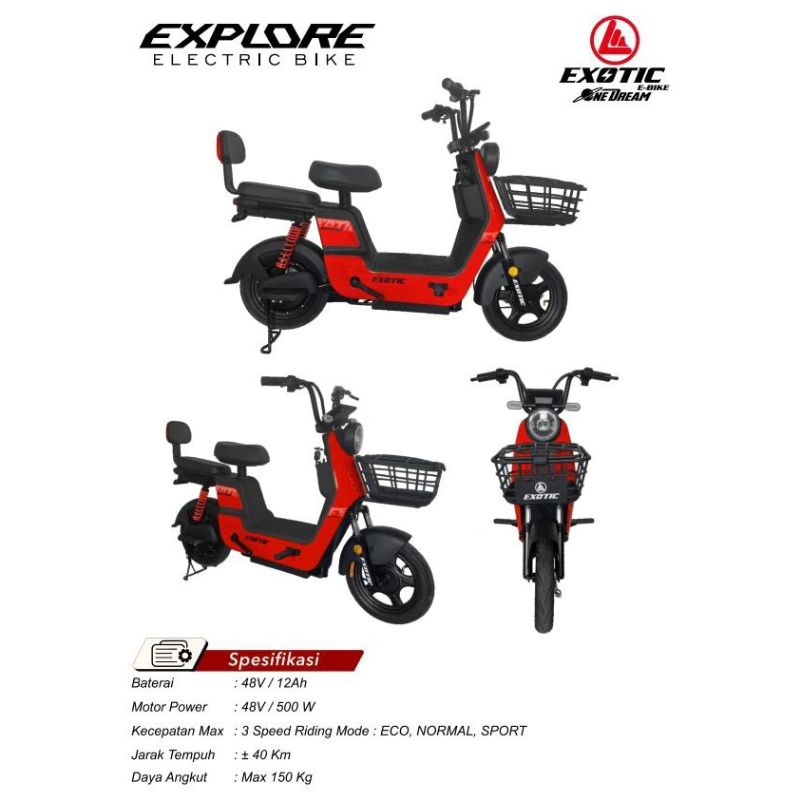 SEPEDA LISTRIK Exotic E-bike 14x2.50 explore