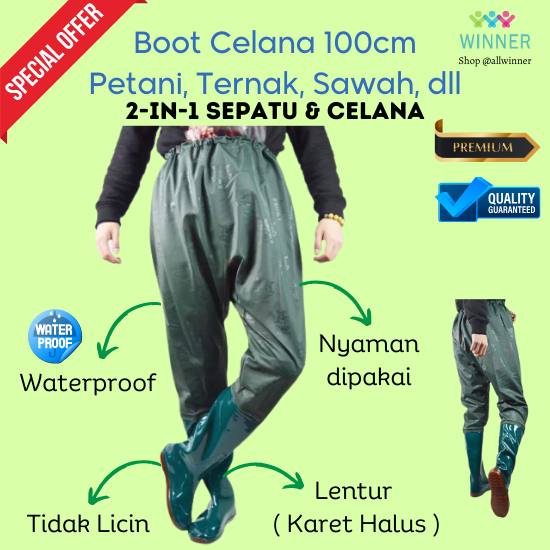 OK!! Sepatu Boots Celana Petani Sawah Panjang Boot Sepinggang Karet 110 cm Sepatu Sawah Boots Karet