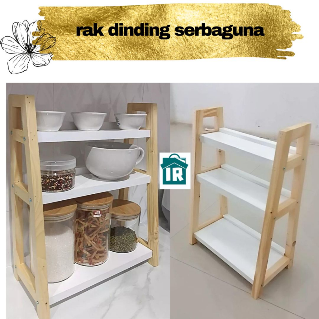 Rak 3 Tingkat Medium | Rak Serbaguna | Rak Kayu Aesthetic