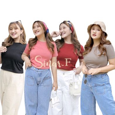 Crop Top Korea Wanita Lengan Pendek Baju Crop Top Atasan Wanita Kekinian