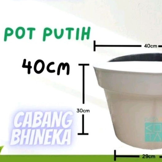 Pot Bunga Pot Jumbo Putih Polos Uk 40cm Pot Tebal