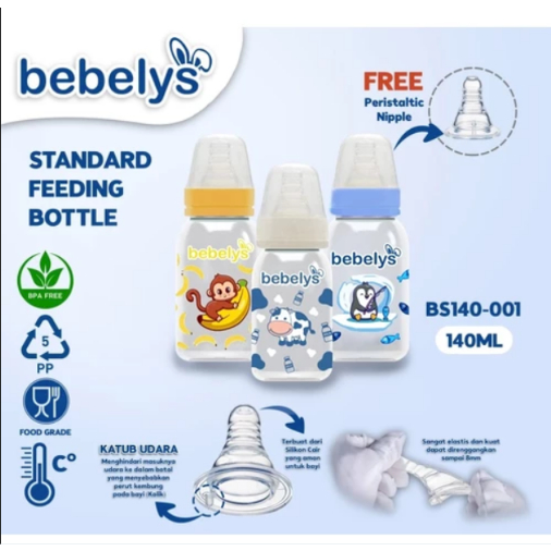 Botol Susu Bayi BEBELYS Nipple PERISTALTIC 60ml 120ml 240ml