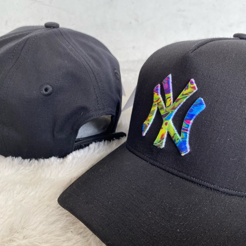 TOPI NY HITAM BORDIR RAINBOW ORIGINAL PREMIUM