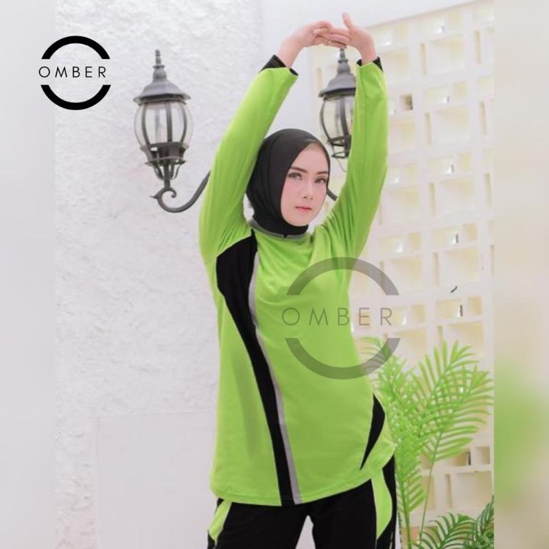 baju kaos olahraga muslimah tunik wanita/kaos atasan senam muslim