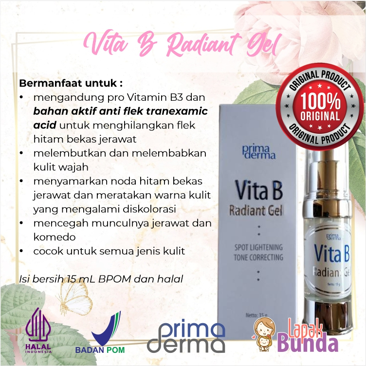 PRIMADERMA VITA B RADIANT GEL SERUM ANTI FLEK HITAM ANTI KOMEDO