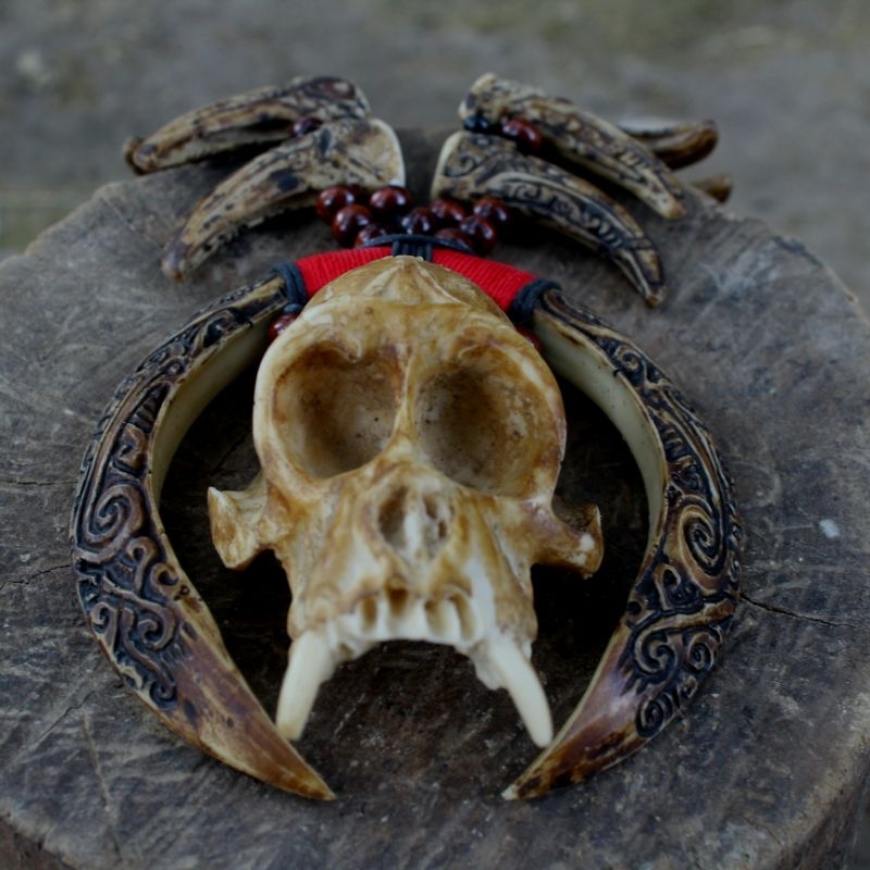 Kalung Tengkorak Monyet Kalung Dayak Variasi Bahan Resin Kalung Etnik Pria Wanita Kalung Custom
