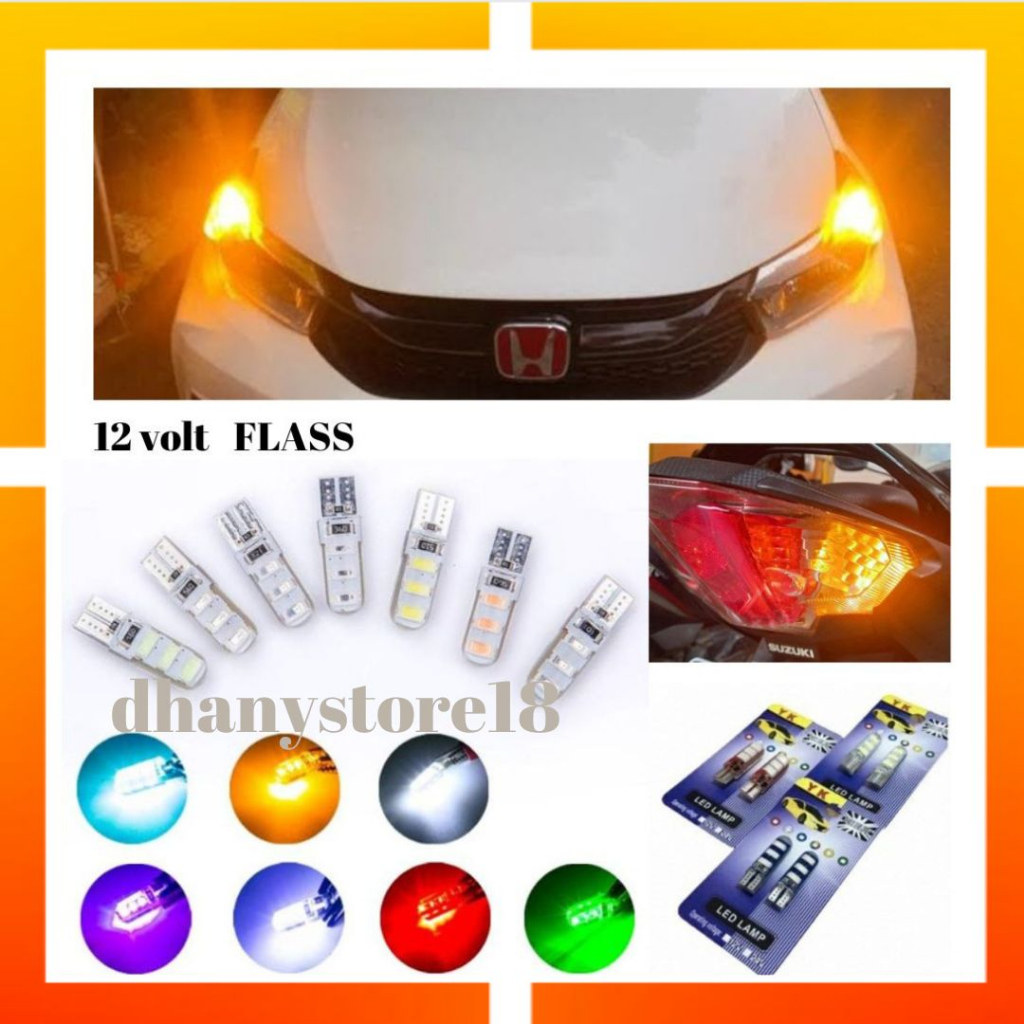 LAMPU JELLY 6 LED  T10  LAMPU SENJA 6 SMD GEL KEDIP/ 12 volt ready