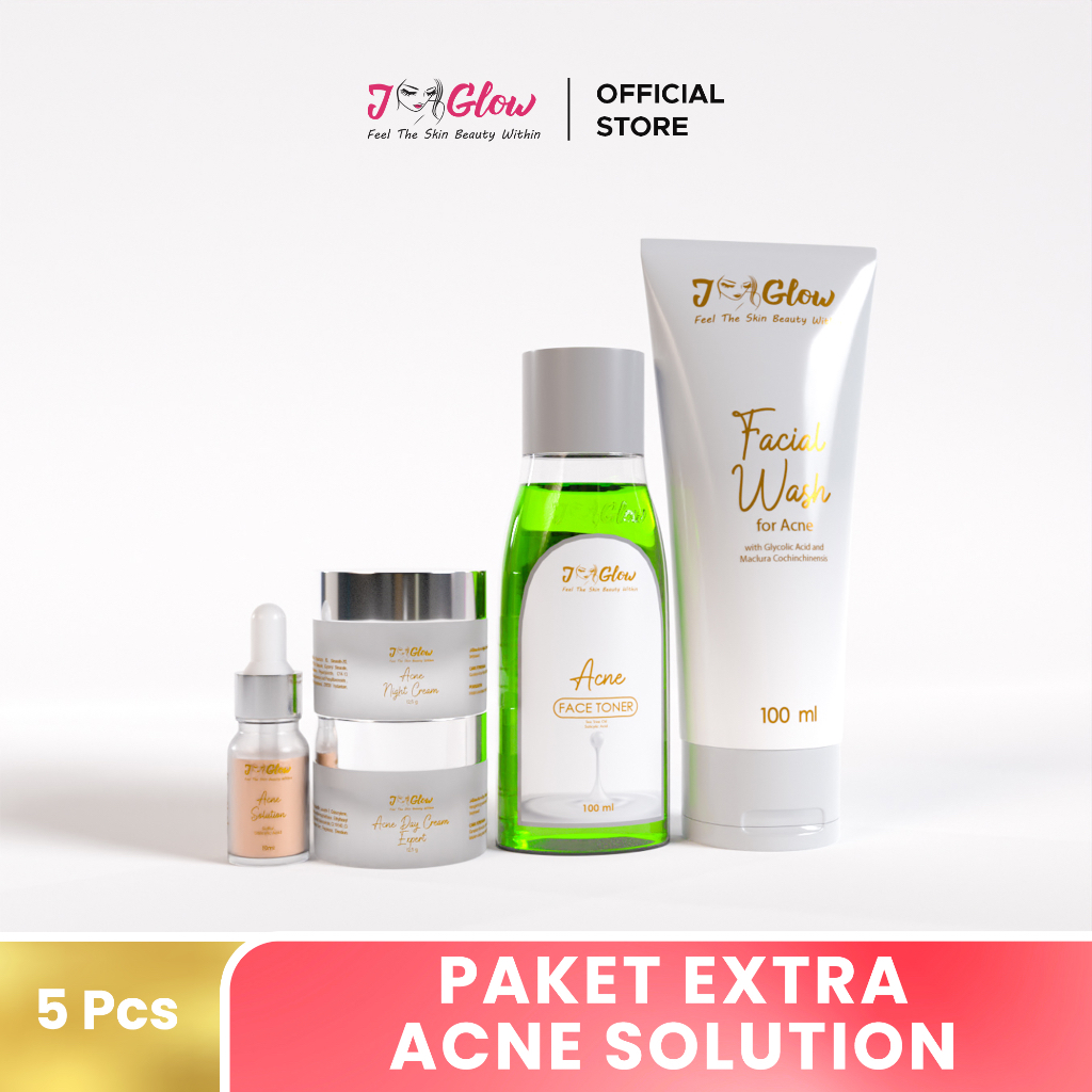 ￼Jglow Skincare Paket Acne Extra Sulfur Untuk Jerawat Aktif Kulit Berminyak Sunscreen Serum Glowing 