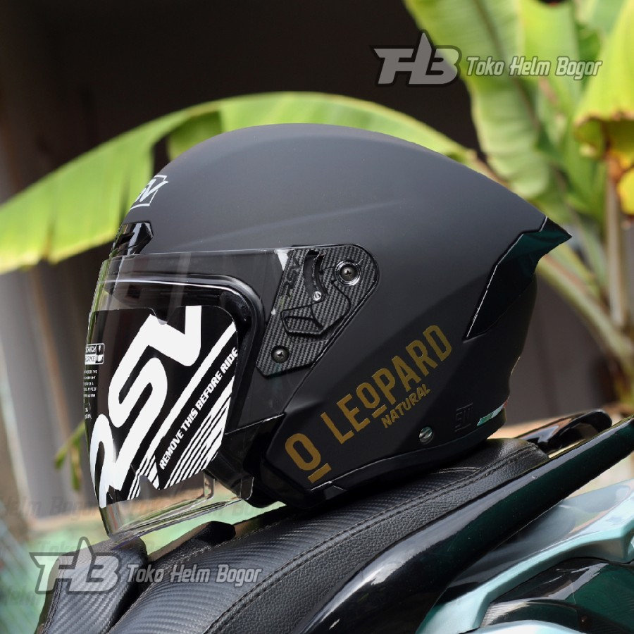 HELM RSV New Wintail BLACK DOF Leopard GOLD HELM HALF FACE RSV
