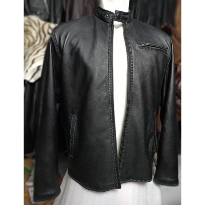 Jaket kulit domba polos sulam asli kulit garut