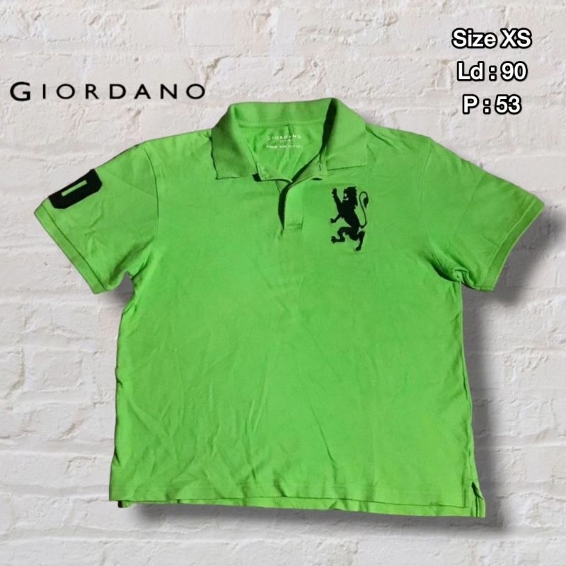 Kaos Polo Shirt Giordano Lion Bordir Original Second Preloved