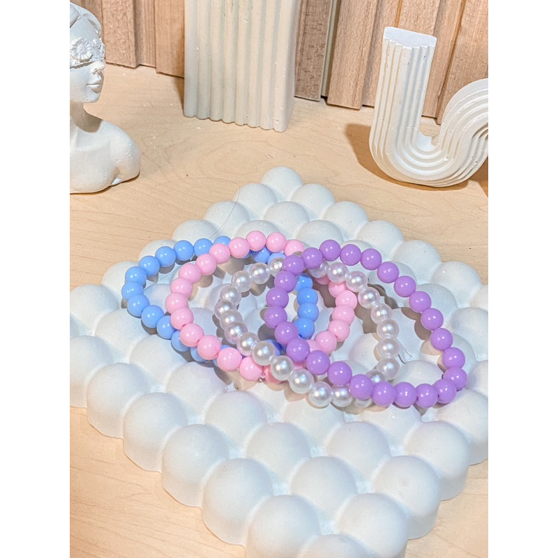 GELANG WARNA PASTEL BRACELETS ELASTIS BEADS MUTE MANIK MANIK FASHION