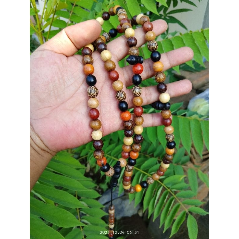 tasbih kombinasi 9 kayu galih asem galih kelor hitam cendana dewa ndaru galih nagasari Cirebon 10 mm