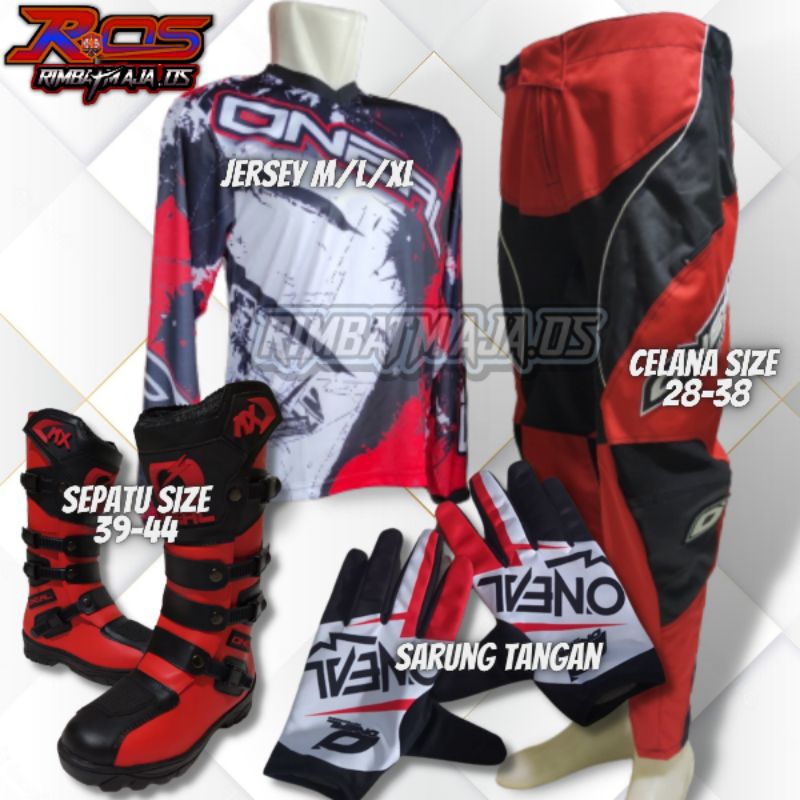 JERSEY SET TRAIL CROSS DEWASA/Jersey Cross Full Set Sepatu Trail Sarung tangan trail siap trabas/Pak