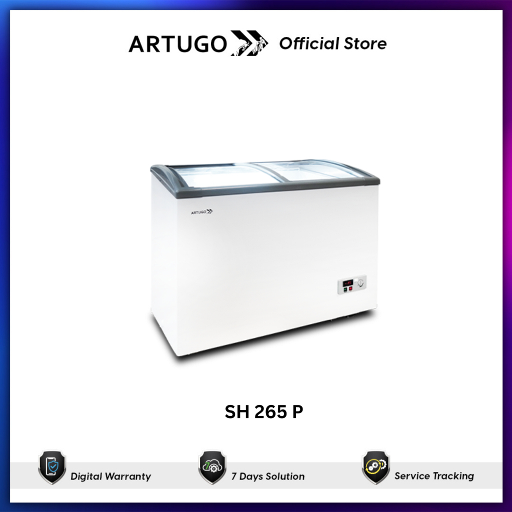 ARTUGO Sliding Curve Glass Freezer 252 Liter SH 265 P