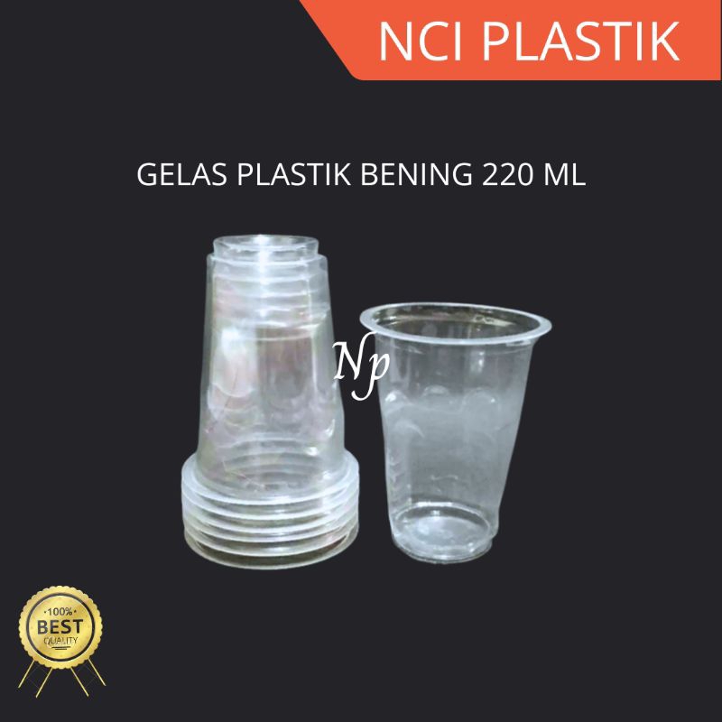 cup plastik 220ml bening | cup kopi plastik [isi 50]