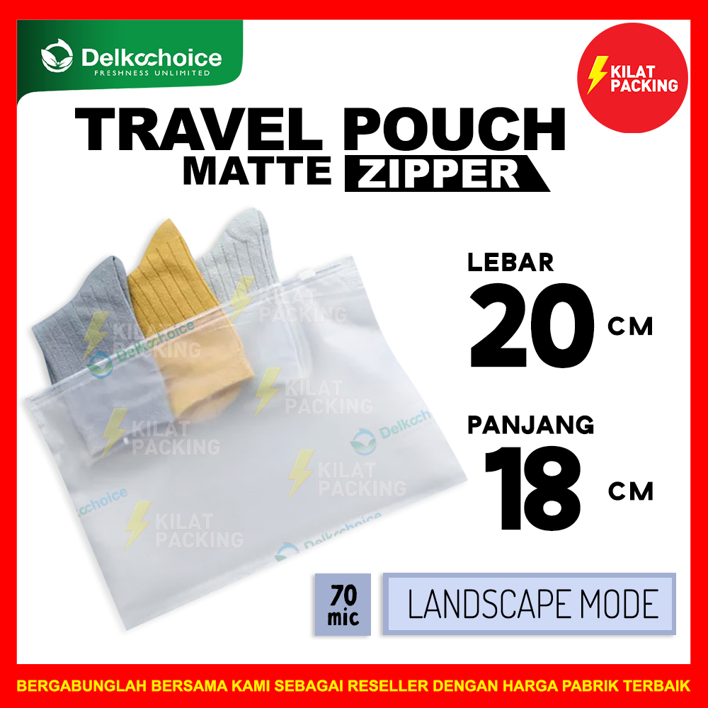 TRAVEL POUCH ORGANIZER ZIPPER MATTE SIZE LANDSCAPE - KANTONG ZIPLOCK BAJU / MAKE UP KOSMETIK SATUAN 