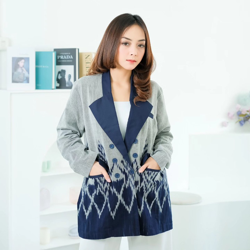 blazer tenun - blazer tenun ethnic - blazer formal wanita