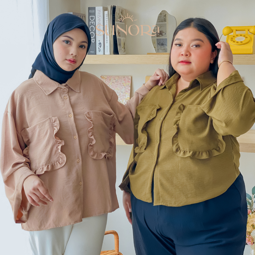 KARA Kemeja Jumbo Wanita Ld 140 Atasan Oversize Baju Lengan Panjang Wanita  BIGSIZE Linen Atasan Kan