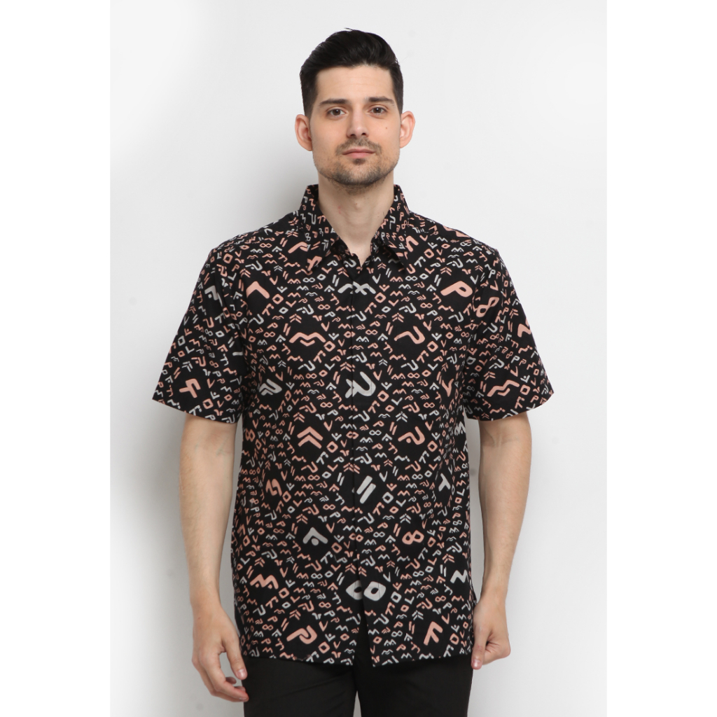 Arjuna Weda Hem Pria Batik Aksara Lontara Slim Fit