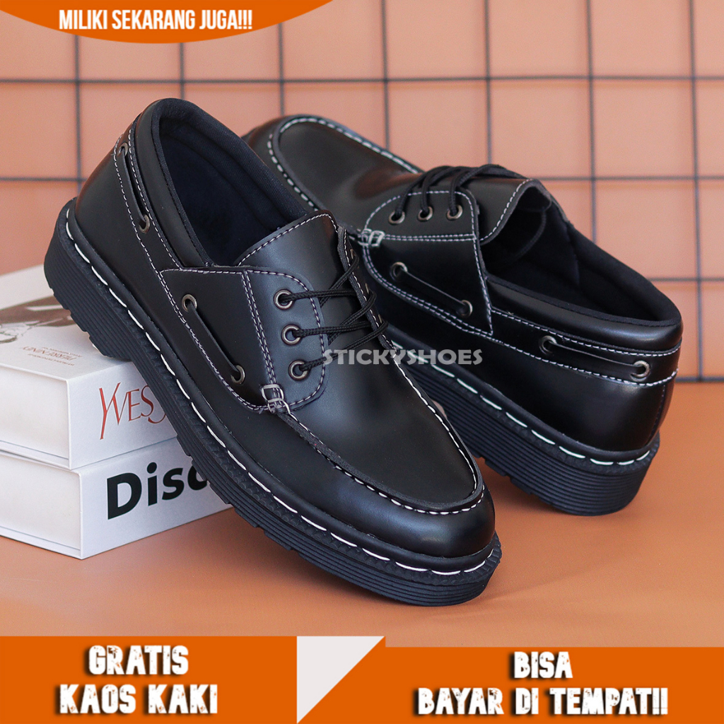 Sepatu Pantofel Pria Kasual Hitam Original Handmade