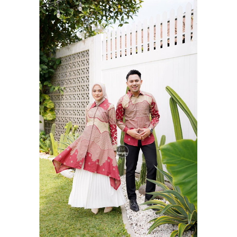SET COUPLE LUNA TUNIK BATIK MERAH