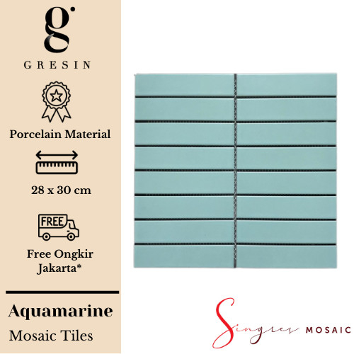 Aquamarine Stripe Singres Mosaic Tiles | Mosaic Keramik