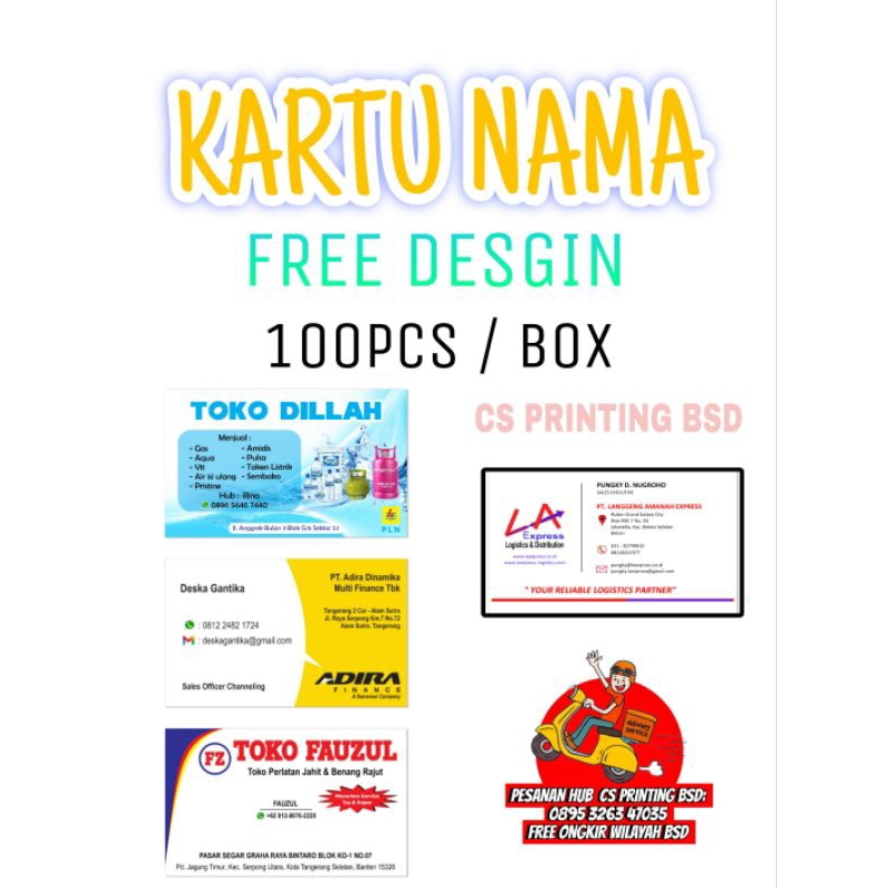 

KARTU NAMA 100PCS SATU SISI