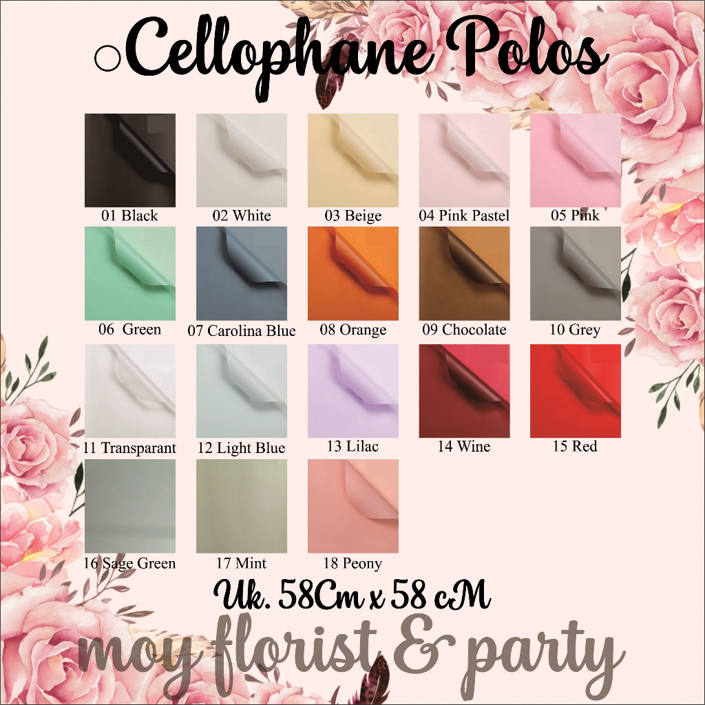 

(20 Lembar) Kertas Buket Cellophane Warna Polos Flower Wrapping/Celophane Polos / Kertas Buket Warna Polos