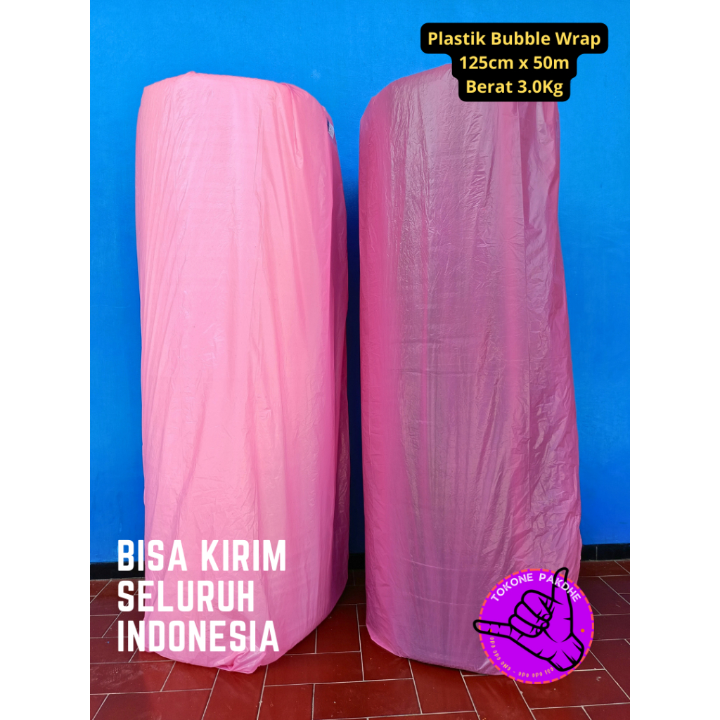 

125cmx50meter Plastik Bubble Wrap Cakra 3.0kg Premium Hitam Putih Bungkus Pink