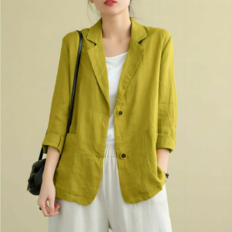 Blazer Jumbo Wanita Linen Ld 100cm sampai 140cm | Dumma Blazer | Blazer Korea | Blazer Wanita Murah