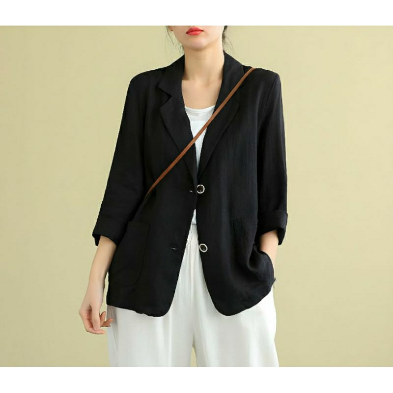 PROMO TERBARU BLAZER JUMBO WANITA LINEN LD 100CM SAMPAI 140CM DUMMA BLAZER BLAZER KOREA BLAZER